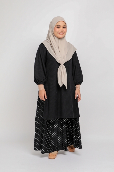 Waffle Knit Long Sleeve Black